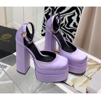 Best Price Versace Medusa Aevitas Satin Platform Pumps 15cm 112426 Lilac Purple