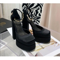 New Style Versace Medusa Aevitas Satin Platform Pumps 15cm 112426 Black