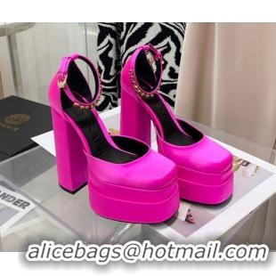 Discount Versace Medusa Aevitas Satin Platform Pumps 15cm Fuchsia Pink 112428