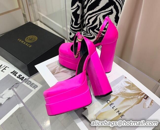 Discount Versace Medusa Aevitas Satin Platform Pumps 15cm Fuchsia Pink 112428