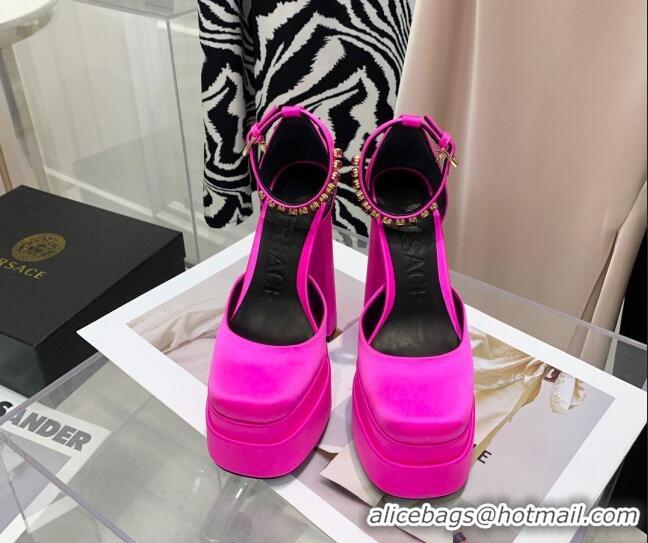 Discount Versace Medusa Aevitas Satin Platform Pumps 15cm Fuchsia Pink 112428