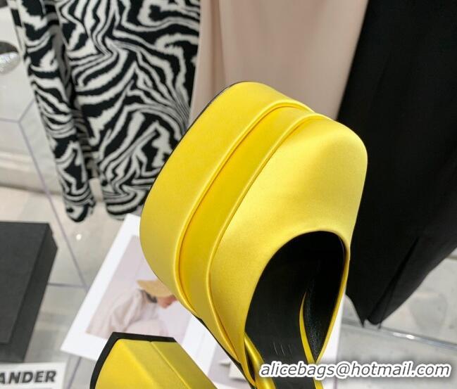 Super Quality Versace Medusa Aevitas Satin Platform Pumps 15cm 112428 Bright Yellow