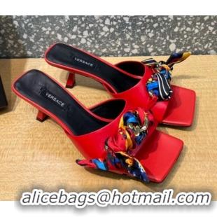 Affordable Price Versace Lambskin Heel Slide Sandals 5.5cm 121729 Red