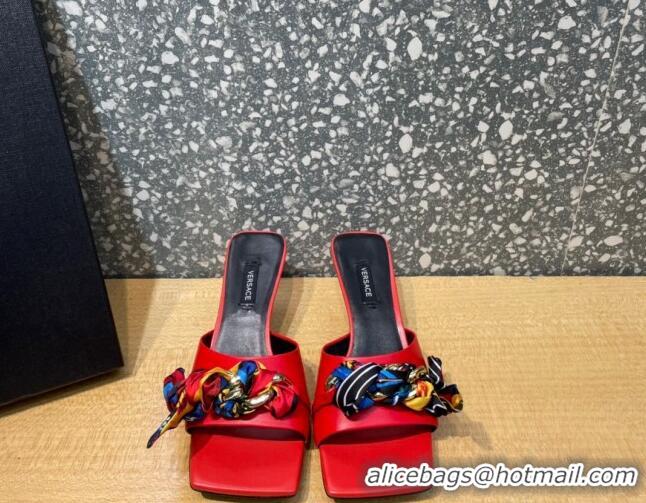 Affordable Price Versace Lambskin Heel Slide Sandals 5.5cm 121729 Red