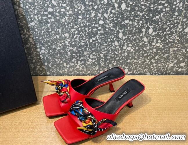 Affordable Price Versace Lambskin Heel Slide Sandals 5.5cm 121729 Red