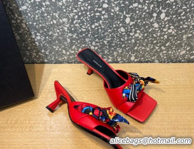 Affordable Price Versace Lambskin Heel Slide Sandals 5.5cm 121729 Red