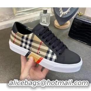 Discount Burberry Check Calfskin Low-top Sneakers 030926 Black 