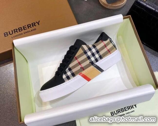 Discount Burberry Check Calfskin Low-top Sneakers 030926 Black 