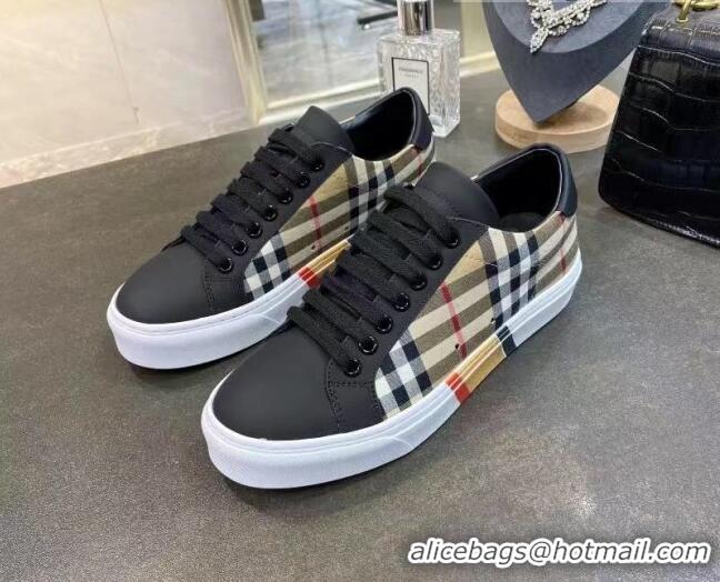 Discount Burberry Check Calfskin Low-top Sneakers 030926 Black 