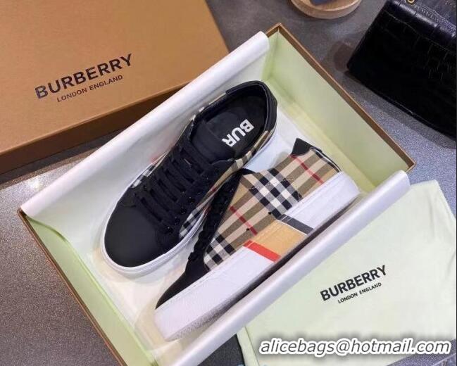 Discount Burberry Check Calfskin Low-top Sneakers 030926 Black 