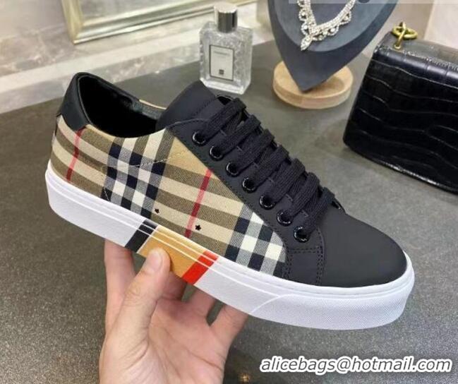 Discount Burberry Check Calfskin Low-top Sneakers 030926 Black 