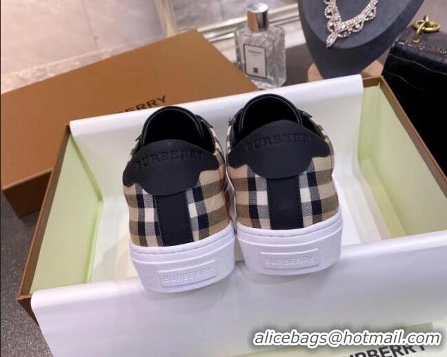 Discount Burberry Check Calfskin Low-top Sneakers 030926 Black 