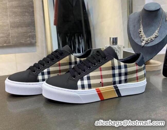 Discount Burberry Check Calfskin Low-top Sneakers 030926 Black 