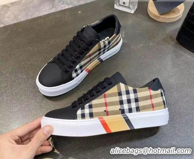 Discount Burberry Check Calfskin Low-top Sneakers 030926 Black 