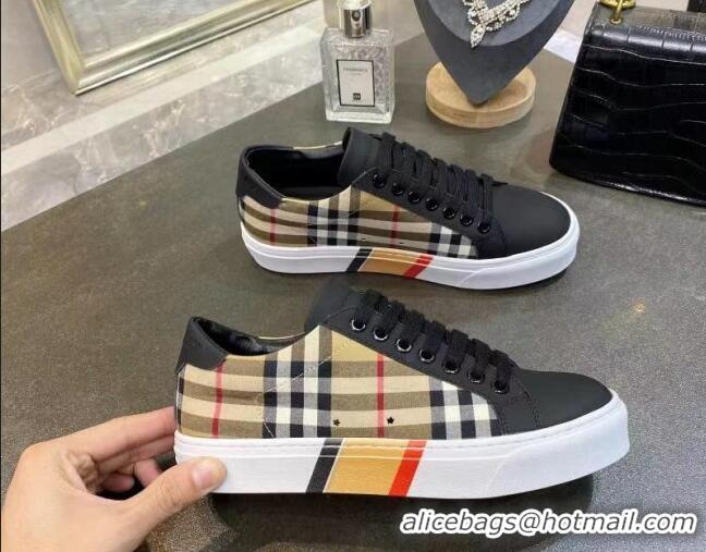 Discount Burberry Check Calfskin Low-top Sneakers 030926 Black 