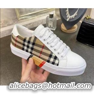 Fashion Luxury Burberry Check Calfskin Low-top Sneakers 030926 White