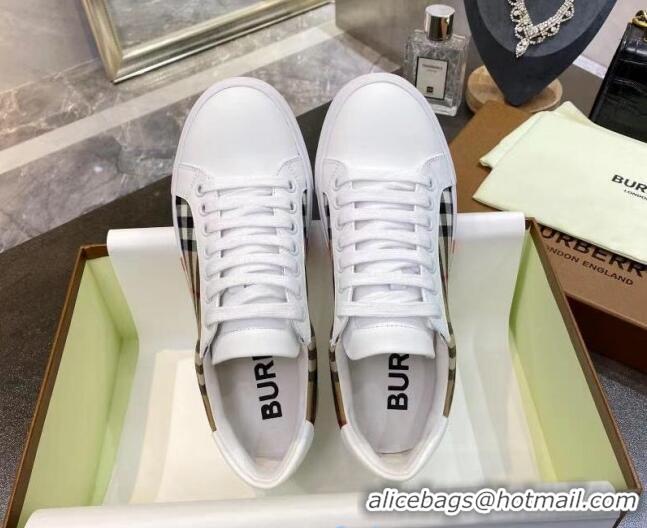 Fashion Luxury Burberry Check Calfskin Low-top Sneakers 030926 White