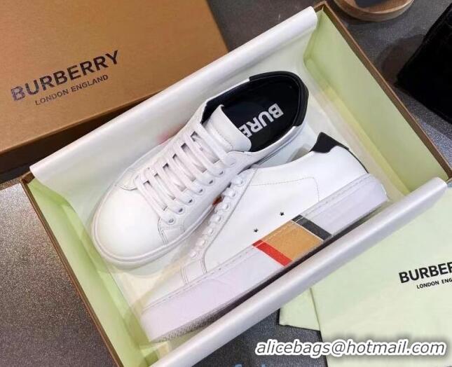 Classic Hot Burberry Check Calfskin Low-top Sneakers White