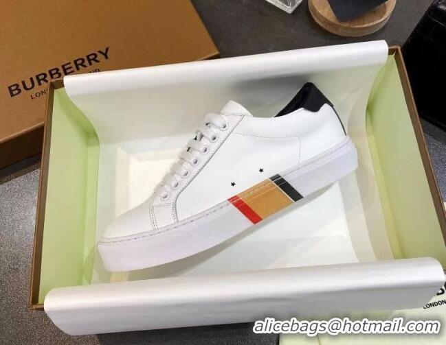 Classic Hot Burberry Check Calfskin Low-top Sneakers White