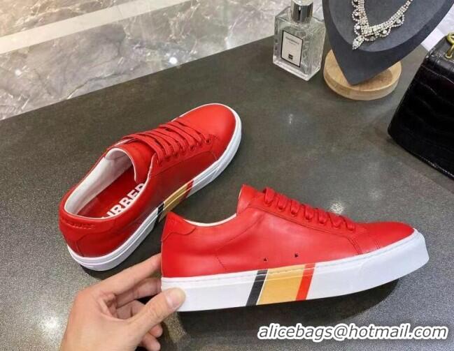 Most Popular Burberry Check Calfskin Low-top Sneakers 030929 Red