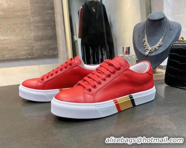 Most Popular Burberry Check Calfskin Low-top Sneakers 030929 Red