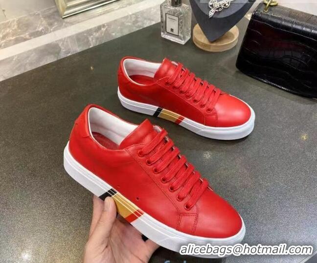 Most Popular Burberry Check Calfskin Low-top Sneakers 030929 Red