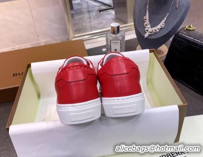 Most Popular Burberry Check Calfskin Low-top Sneakers 030929 Red