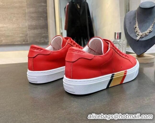 Most Popular Burberry Check Calfskin Low-top Sneakers 030929 Red