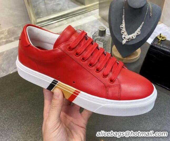 Most Popular Burberry Check Calfskin Low-top Sneakers 030929 Red