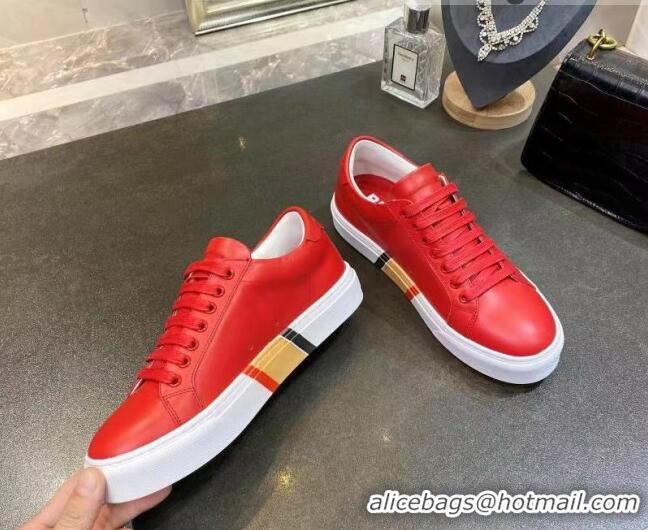 Most Popular Burberry Check Calfskin Low-top Sneakers 030929 Red