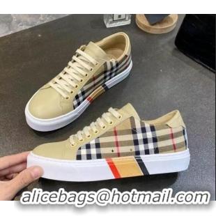 Best Price Burberry Check Calfskin Low-top Sneakers 030930 Beige