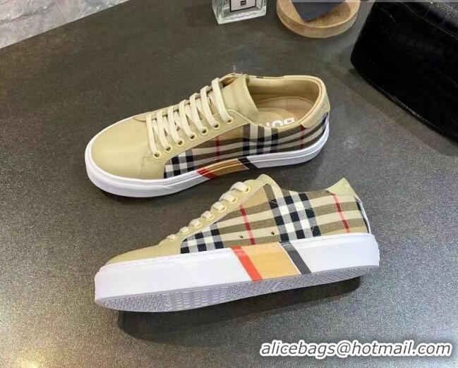 Best Price Burberry Check Calfskin Low-top Sneakers 030930 Beige