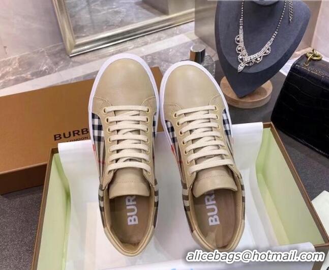 Best Price Burberry Check Calfskin Low-top Sneakers 030930 Beige