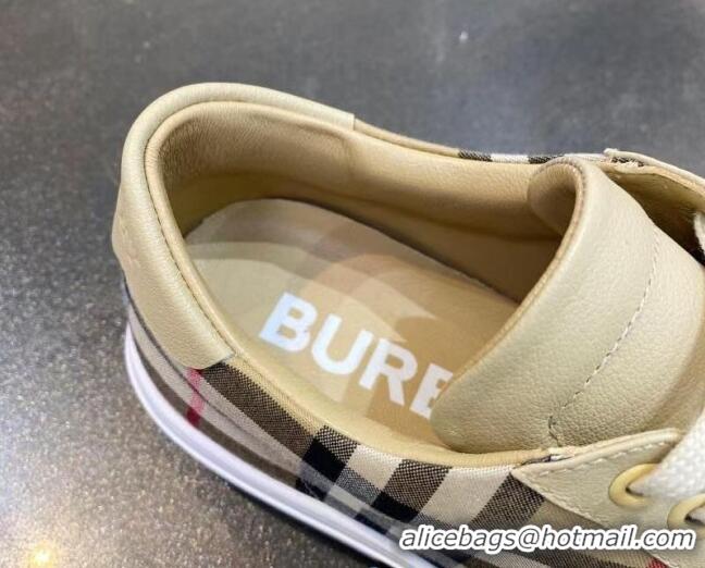 Best Price Burberry Check Calfskin Low-top Sneakers 030930 Beige