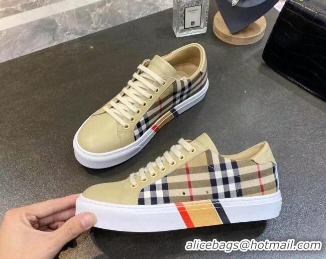 Best Price Burberry Check Calfskin Low-top Sneakers 030930 Beige