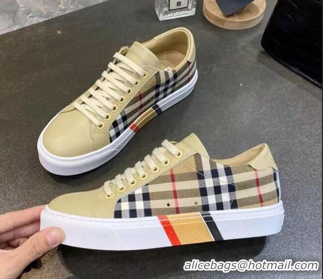 Best Price Burberry Check Calfskin Low-top Sneakers 030930 Beige