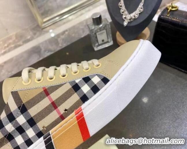 Best Price Burberry Check Calfskin Low-top Sneakers 030930 Beige