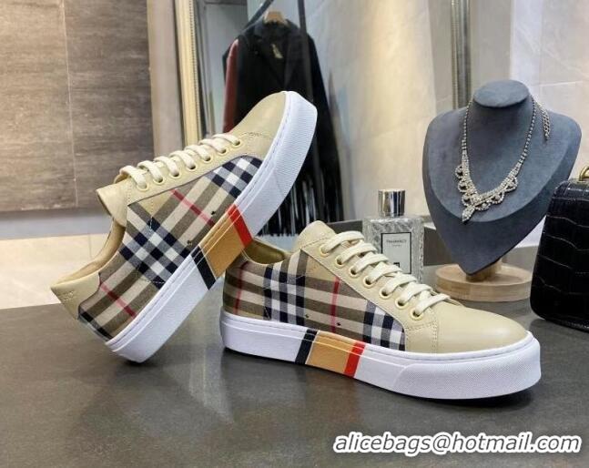 Best Price Burberry Check Calfskin Low-top Sneakers 030930 Beige