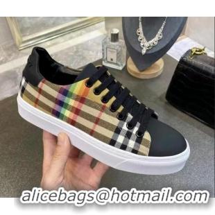 Discount Burberry Check Calfskin Low-top Sneakers 030931 Black