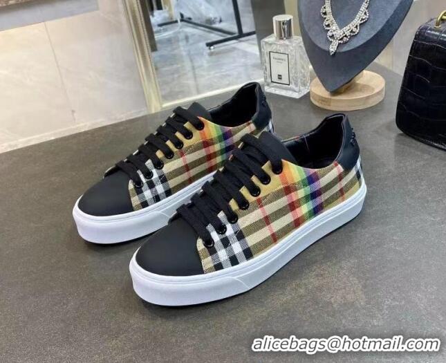 Discount Burberry Check Calfskin Low-top Sneakers 030931 Black