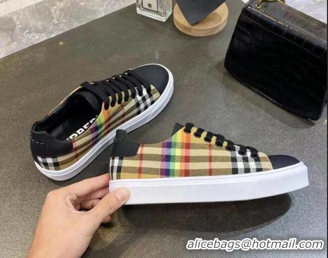 Discount Burberry Check Calfskin Low-top Sneakers 030931 Black