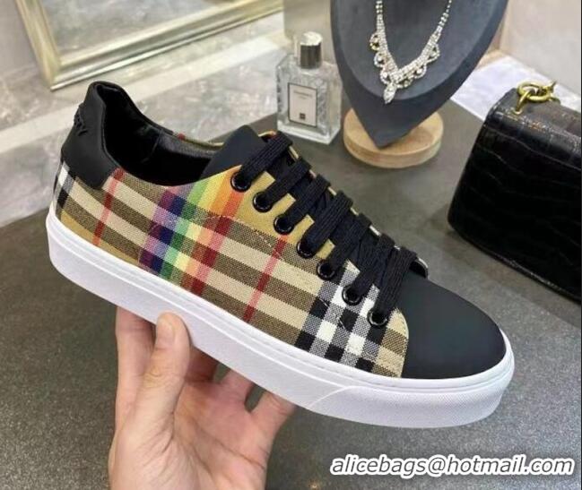 Discount Burberry Check Calfskin Low-top Sneakers 030931 Black