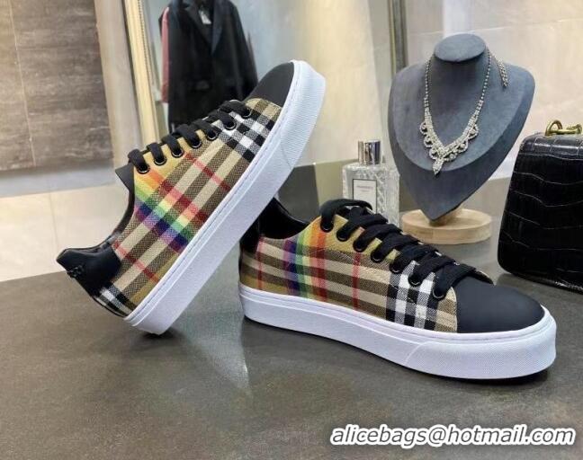 Discount Burberry Check Calfskin Low-top Sneakers 030931 Black