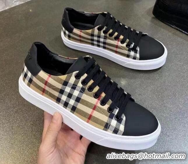 New Design Burberry Check Calfskin Low-top Sneakers 030932 Black