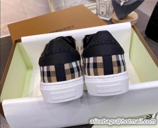 New Design Burberry Check Calfskin Low-top Sneakers 030932 Black