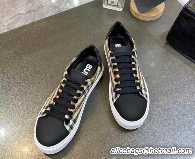 New Design Burberry Check Calfskin Low-top Sneakers 030932 Black