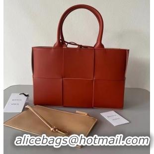 Famous Brand Bottega Veneta ARCO TOTE Small intrecciato grained leather tote bag 652867 MAPLE