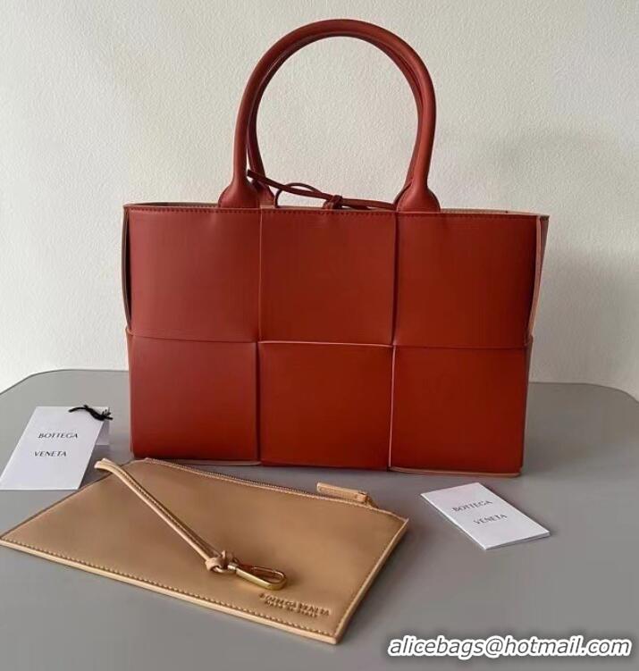 Famous Brand Bottega Veneta ARCO TOTE Small intrecciato grained leather tote bag 652867 MAPLE