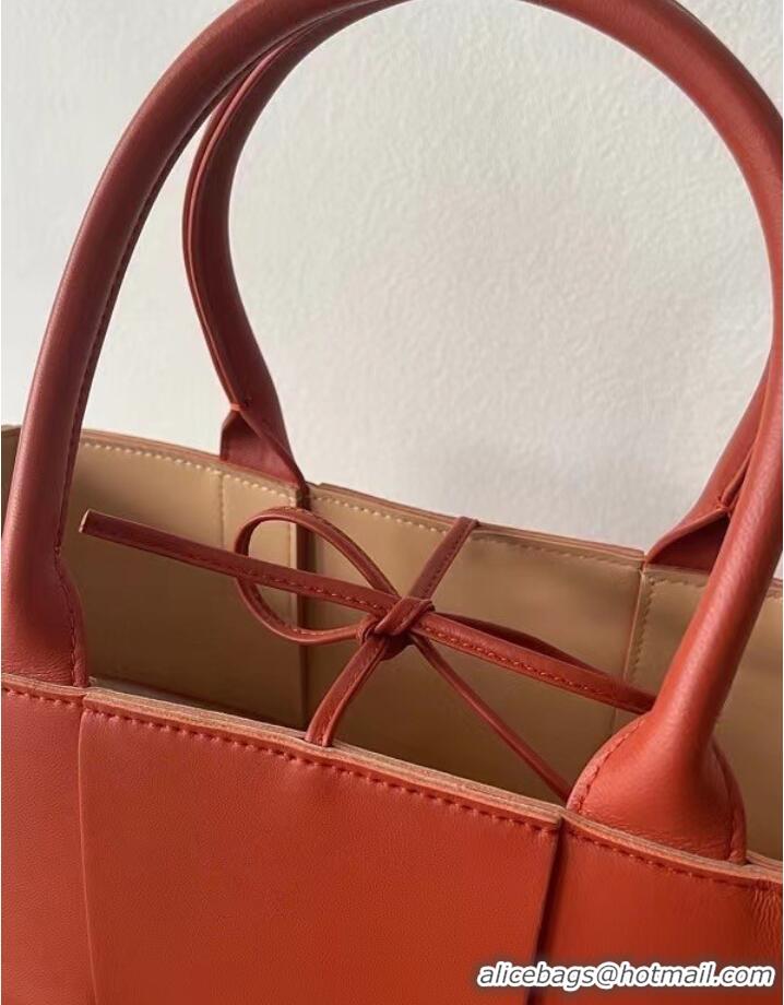 Famous Brand Bottega Veneta ARCO TOTE Small intrecciato grained leather tote bag 652867 MAPLE