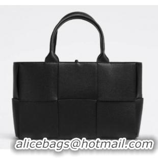 Promotional Bottega Veneta ARCO TOTE Small intrecciato grained leather tote bag 652867 black